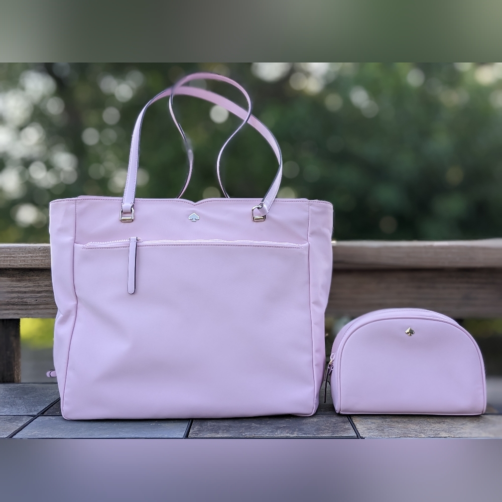 Kate Spade Jae Nylon Large Tote pink Handbag / laptop bag Makeup Travel Bag